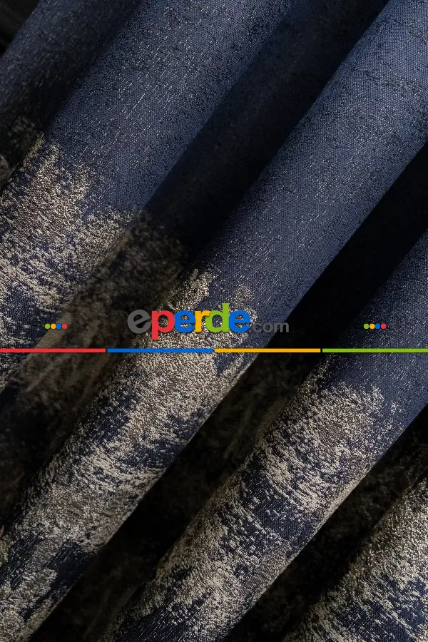 Yatak Odası - Lacivert Pano Fon Gramajlı Dökümlü Jakar Fon Perde (180)- Lacivert