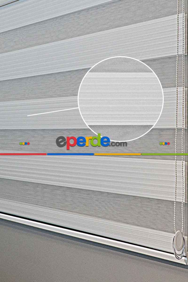 Brillant Beyaz/krem Boncuklu Boncuksuz Zebra Perde- Beyaz