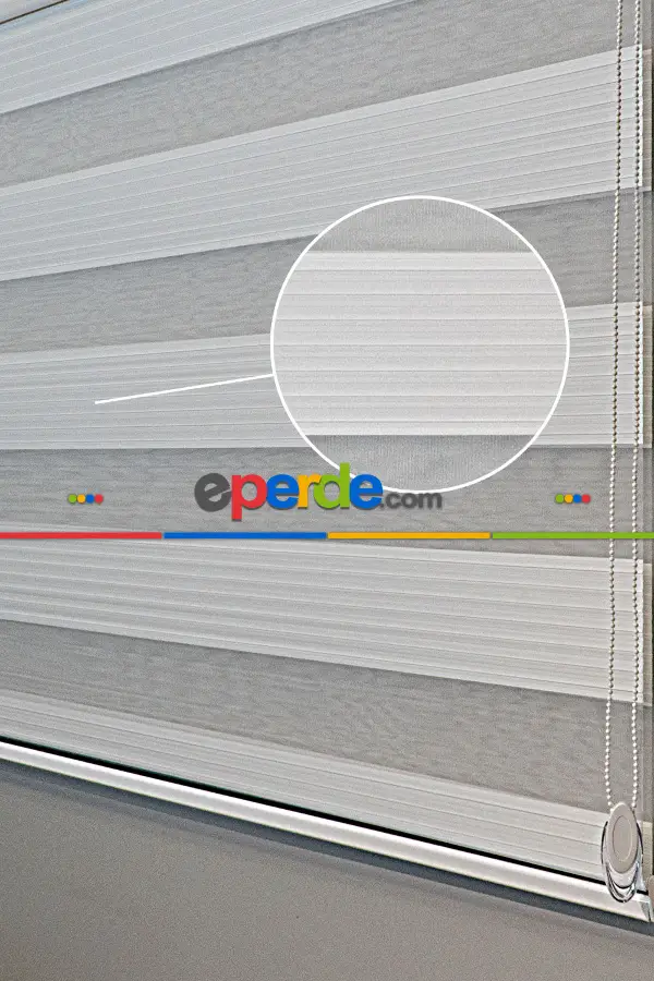 Brillant Beyaz/krem Boncuklu Boncuksuz Zebra Perde- Beyaz