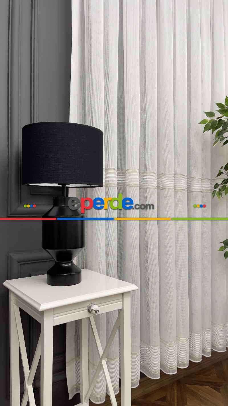 Premium Kalite Trend Perde Modelleri 2025-enine Kumaş Bantlı Dokuma Tül Perde 06