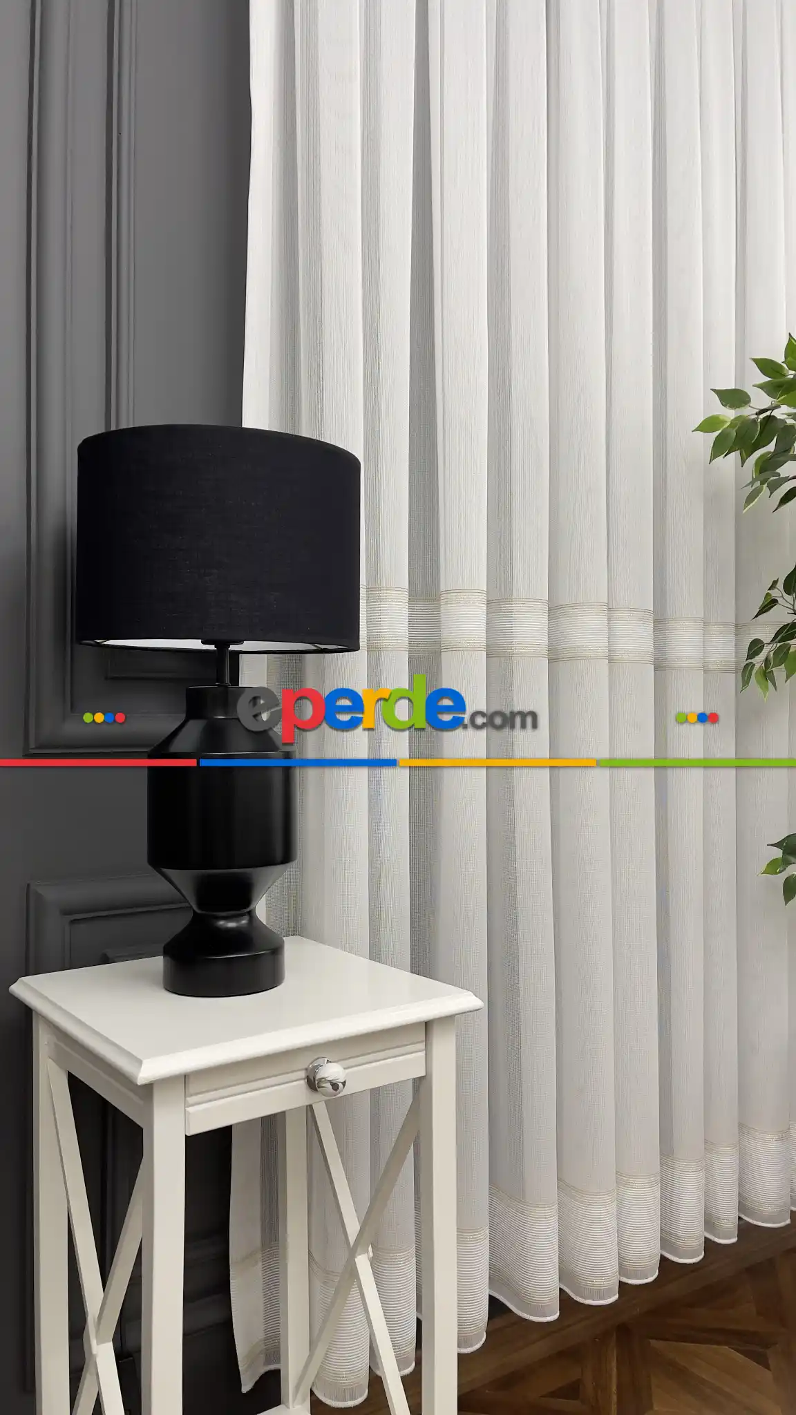 Premium Kalite Trend Perde Modelleri 2025-enine Kumaş Bantlı Dokuma Tül Perde 06