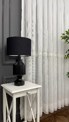 Premium Kalite Trend Perde Modelleri 2025-enine Kumaş Bantlı Dokuma Tül Perde 06