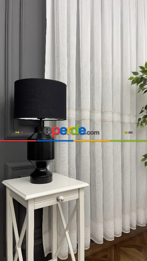 Premium Kalite Trend Perde Modelleri 2025-enine Kumaş Bantlı Dokuma Tül Perde 06