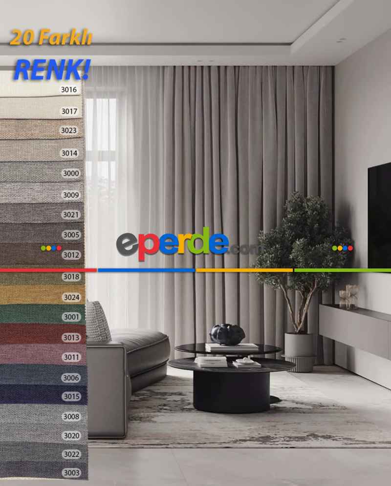 20 Renk Şönil Düz Fon Perde - Ağır Gramajlı Premium Kalite Serisi