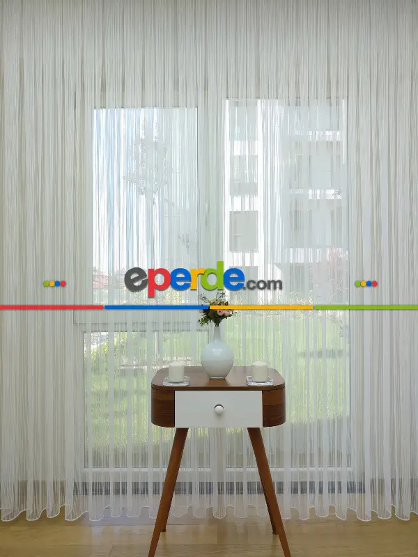 Zincir Desenli Düz Armür Tül Perde 2021- Ekru - Kurşunlu Tül