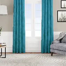 Kadife Dokulu Fon Perde Pilesiz Tek Kanat Mavi