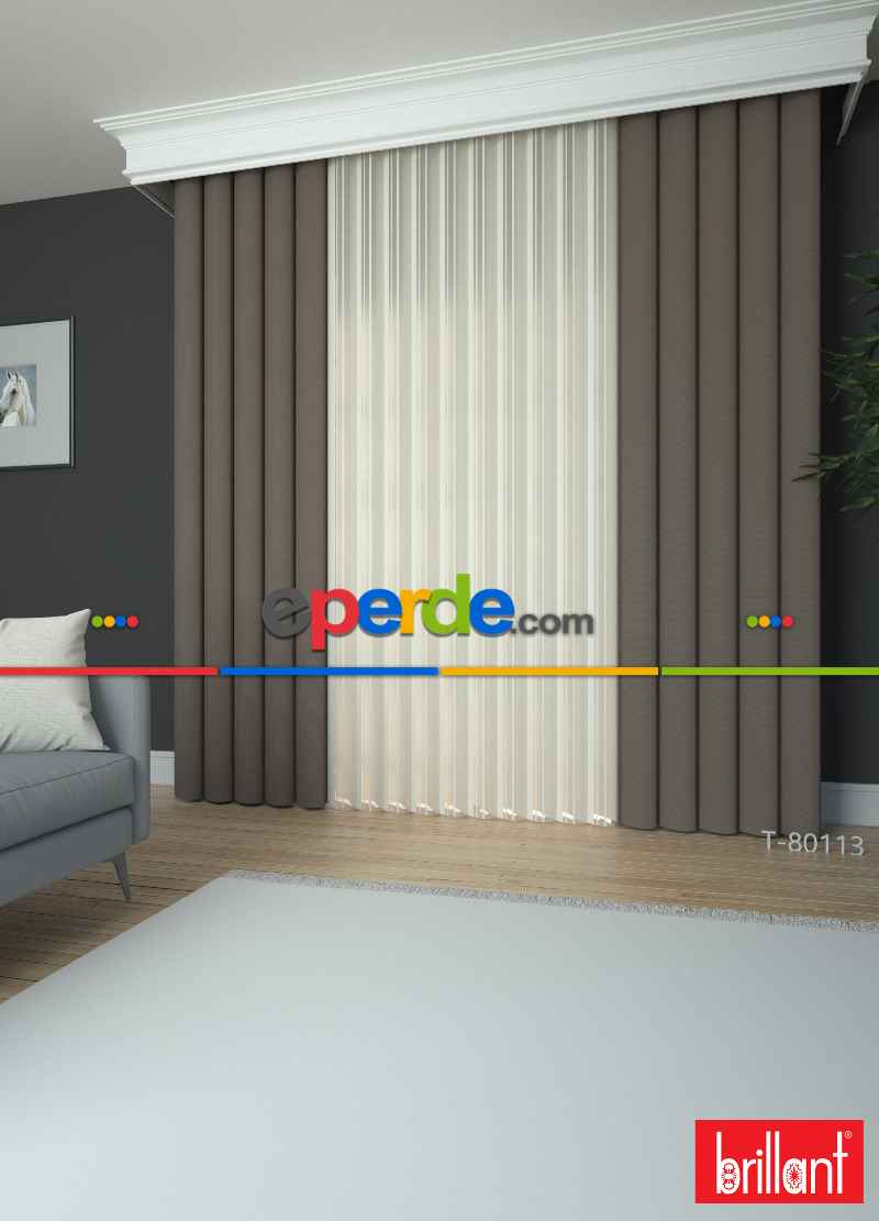 Brillant Akıllı Tül Perde Bronz Kahverengi Renkli Tül Dikey Zebra Perde Düz 1. Kalite