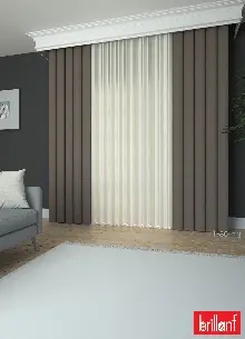 Brillant Akıllı Tül Perde Bronz Kahverengi Renkli Tül Dikey Zebra Perde Düz 1. Kalite