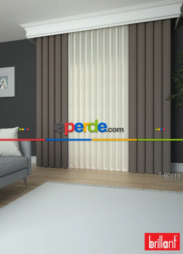 Brillant Akıllı Tül Perde Bronz Kahverengi Renkli Tül Dikey Zebra Perde Düz 1. Kalite