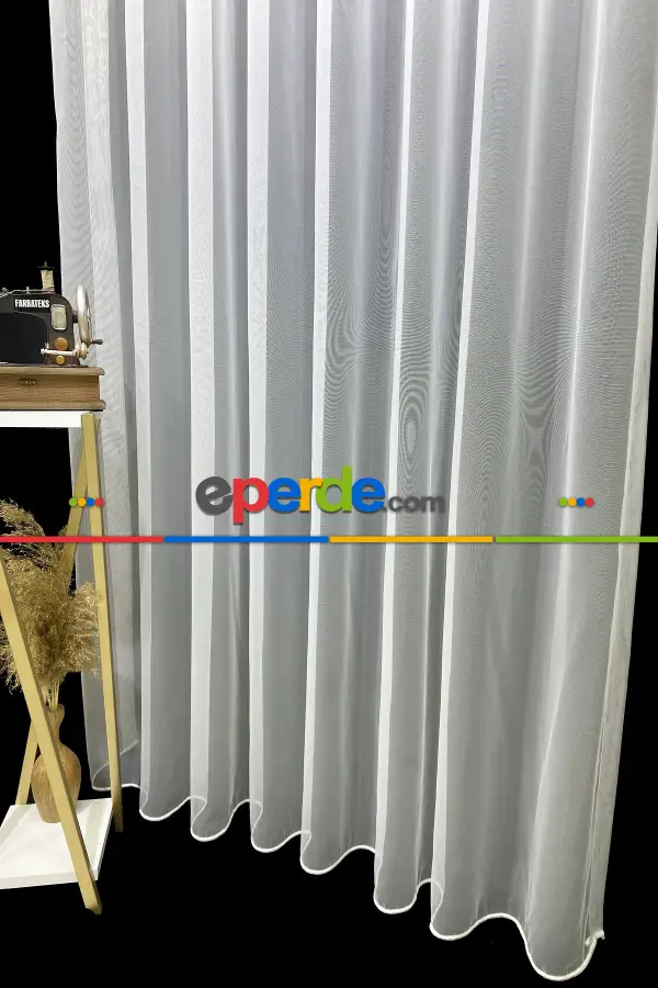 Salon Tül Perde - Es Pile Pırıltılı Düz Sade Tül Perde