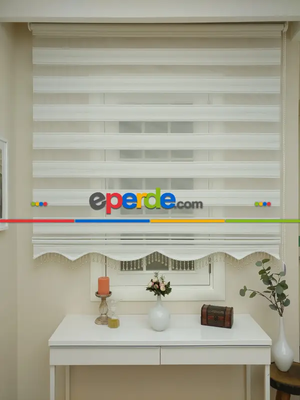 Zebra Perde - Micro Pilise - Simli Renk Geçişli Zebra Perde- Altın Simli-Ekru