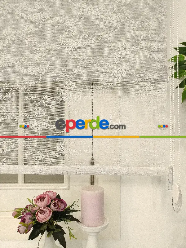 Çiftli Sistem Tül Stor Beyaz Örme Tül 2029- Beyaz