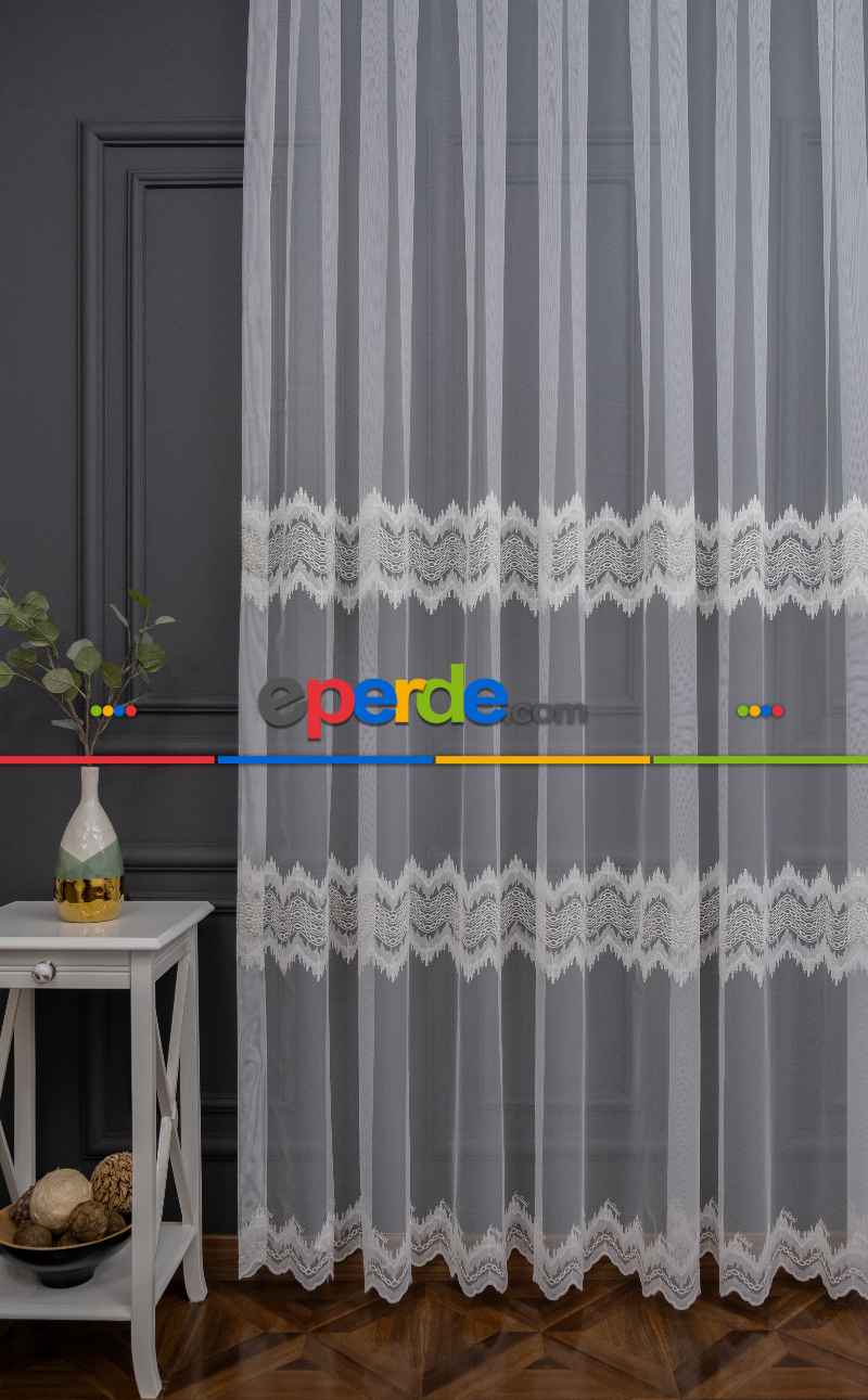 Salon - Brillant Alto Desen Tasarım Ekru Tül Perde