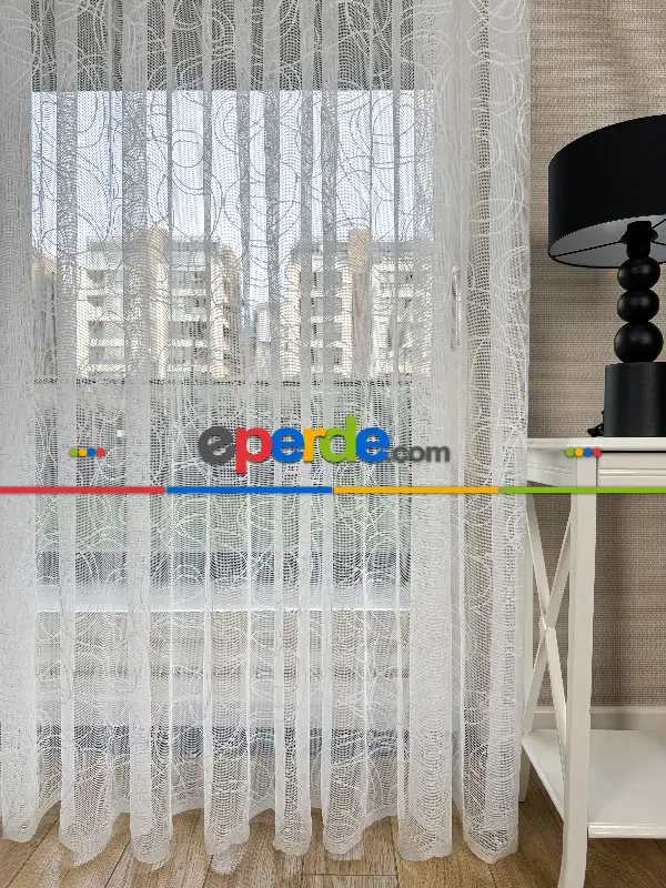 Desenli Fransız Dantel Örme Tül Perde, Desenli Ütü İstemeyen Tül