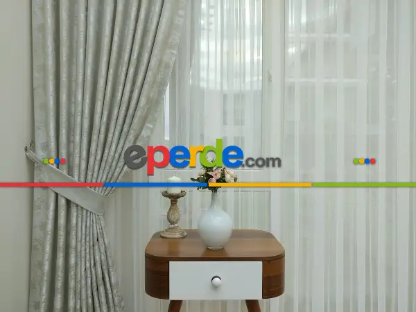 Patine Desenli Taş Rengi - Katyonik Jakar Fon Perde- Taş Rengi