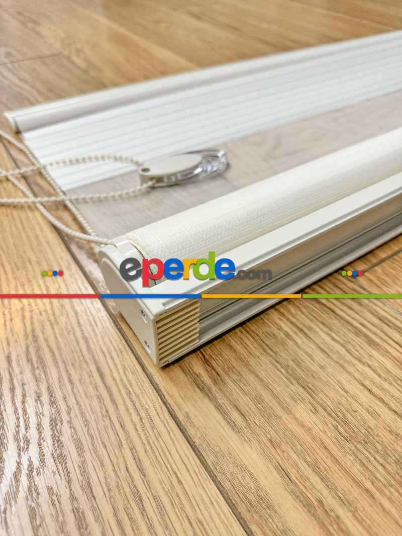 Salon Zebra Perde - Krem Rengi Yüksek Kalite Pliseli Zebra - Kornişe Kolay Montaj Ayağı Seçenekli - Standart Metal Kasalı - Açıklamada Videosu Vardır.