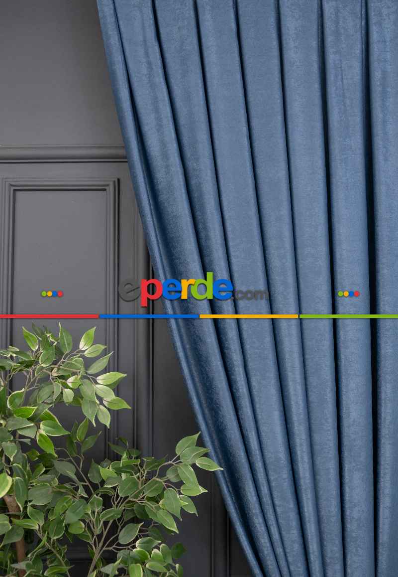 Soft İndigo Fon Perde (180)- Mavi