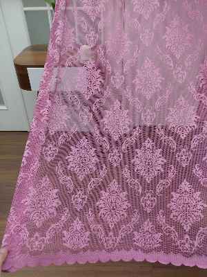 Tül Fon Perde- Gül Kurusu Damask Desenli- Gül Kurusu