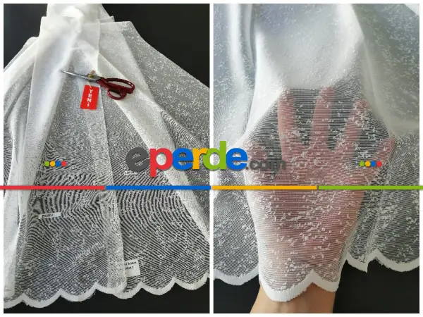 Serpme Spor Desenli Fransız Danteli Örme Tül - 2 Renk Seçeneği ( Ekru/ Krem)