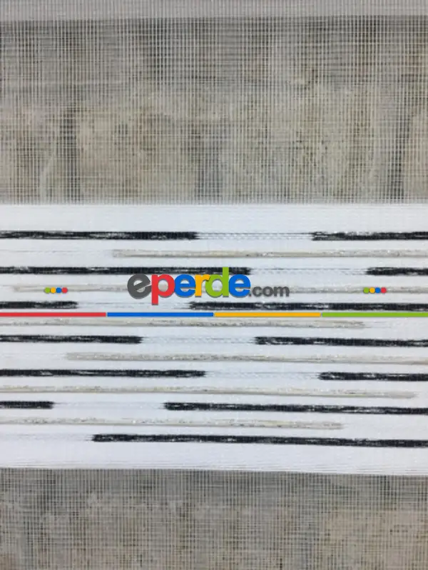 Siyah Krem Simli Lüx Zebra Perde- Siyah-krem-gümüş Simli