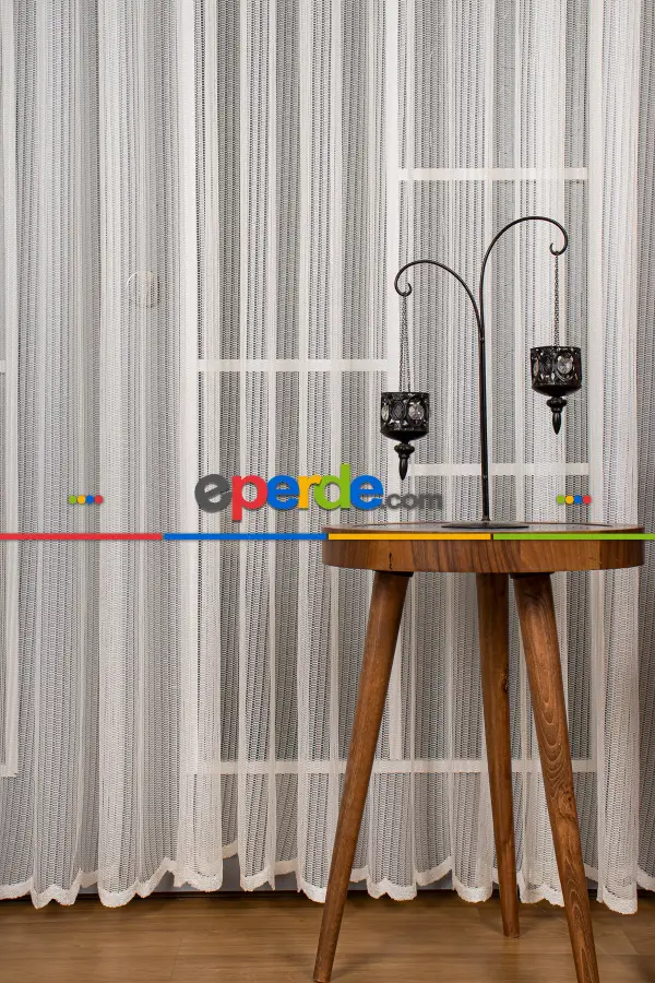 Salon Tül Modelleri - Düz Dantel Zemin Örme Tül Perde Ütü İstemez