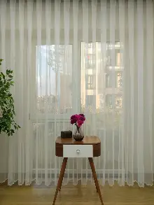 Kdk Örme Dantel Tül Perde- Ekru
