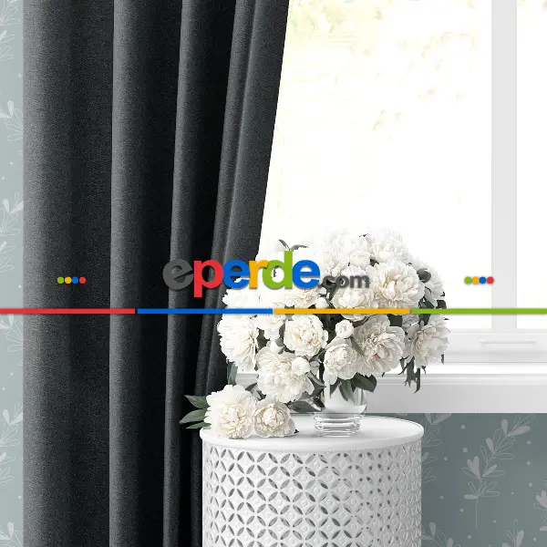 Yatak Odası - Blackout Karartma Tek Kanat Fon Perde Koyu Gri