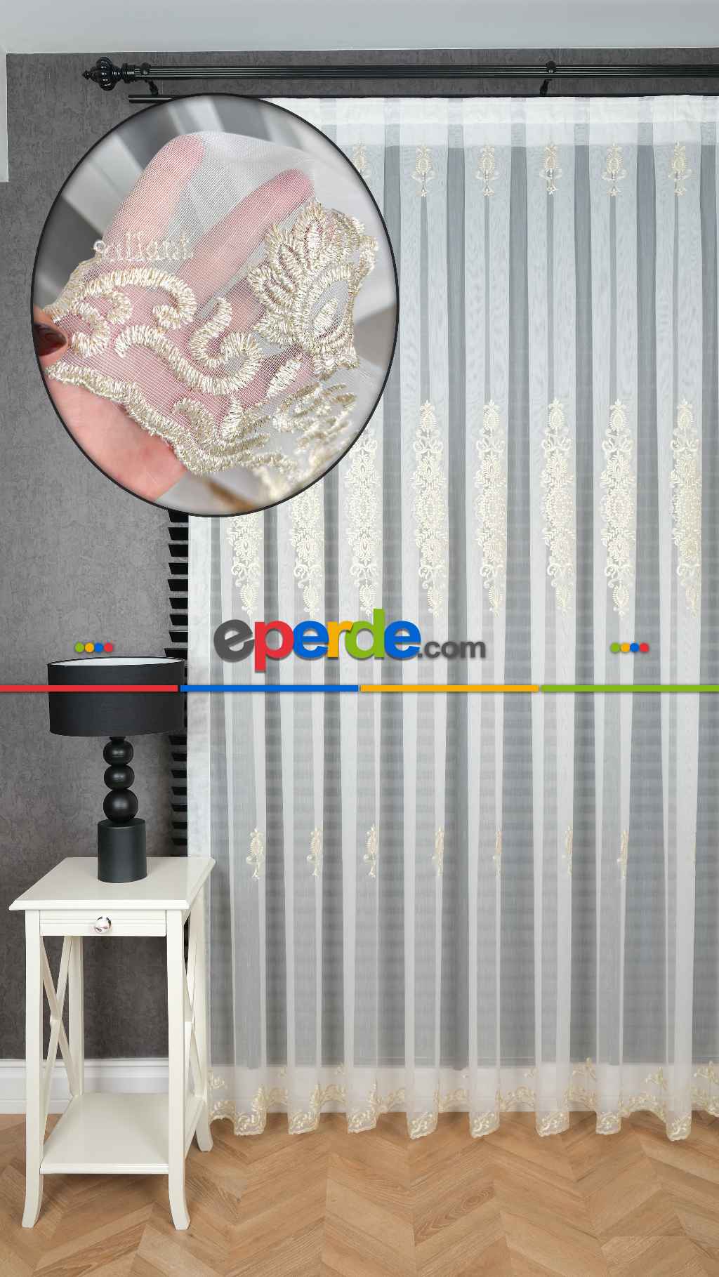 Brillant Gold Nakış İşlemeli Tül Perde Yeni Şehrazat