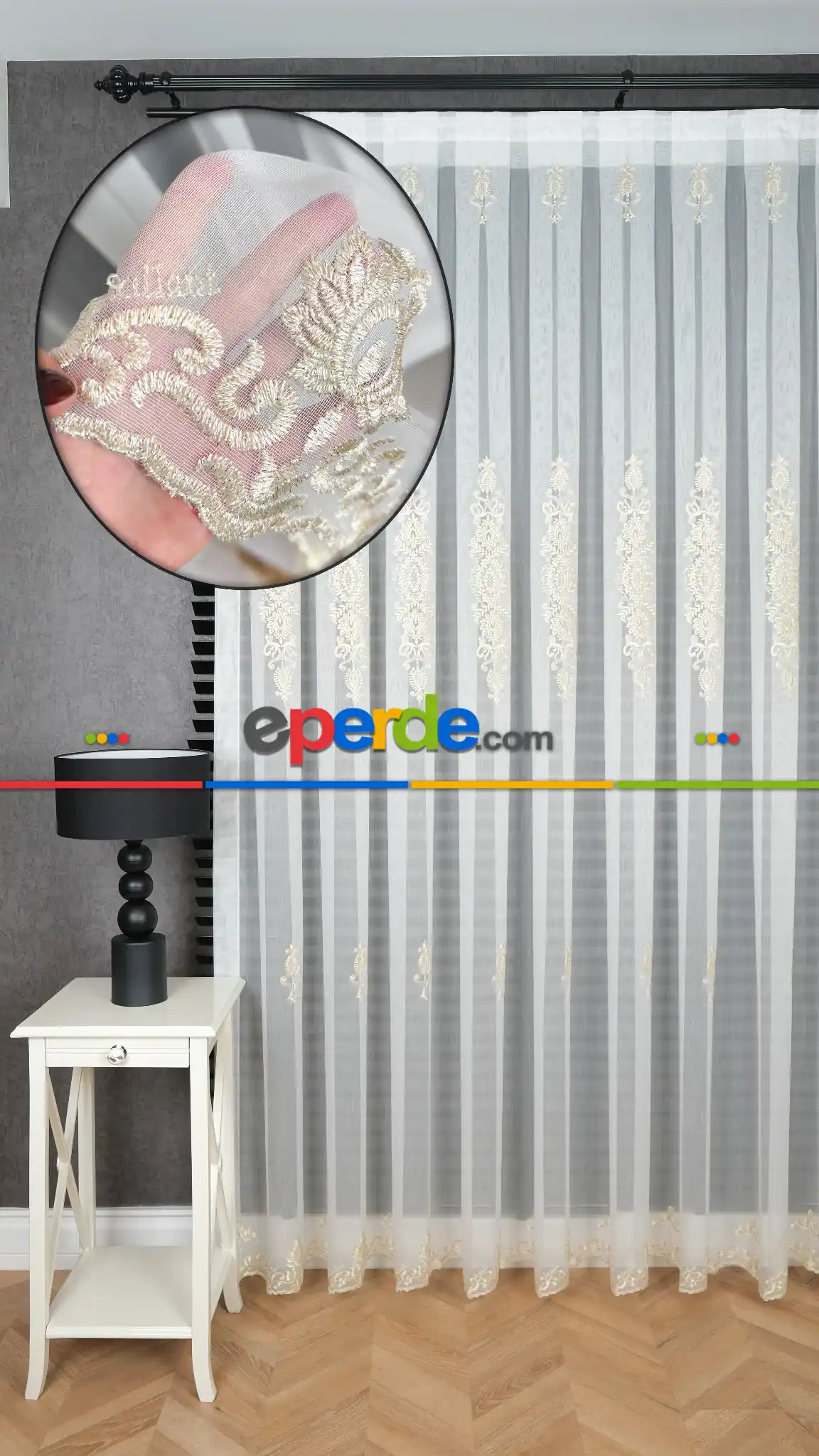 Brillant Gold Nakış İşlemeli Tül Perde Yeni Şehrazat