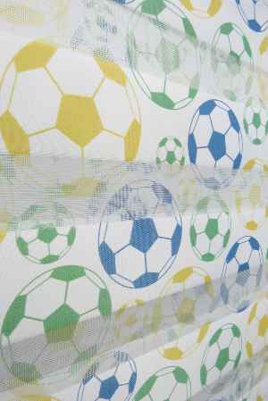 Futbol Topu Desen Zebra Perde- Yeşil-mavi-sarı