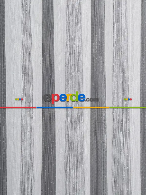 Bambu Zemin Noktalı Ve Çizgili Simli Düz Tül Perde Gramajlı