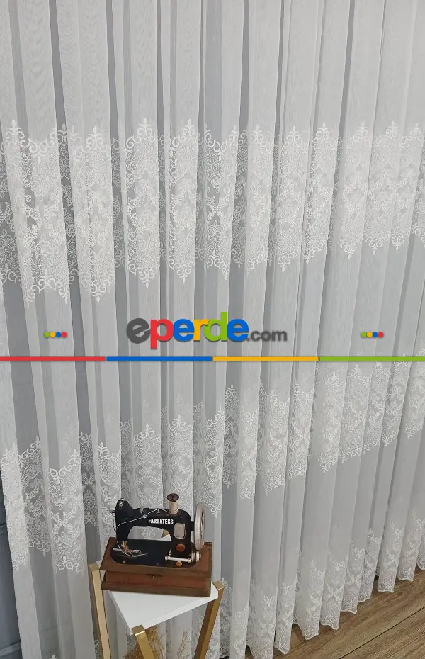 Hürrem Model Tasarım Ara Nakışlı Salon Tül Perdesi