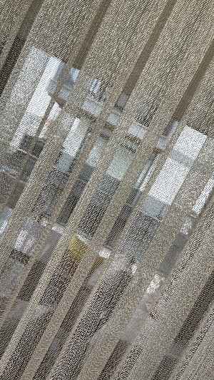 % 50 İndirimli Hazır Ürün -çizgili Düz Tül Perde - Krem Rengi - Ütü İstemez