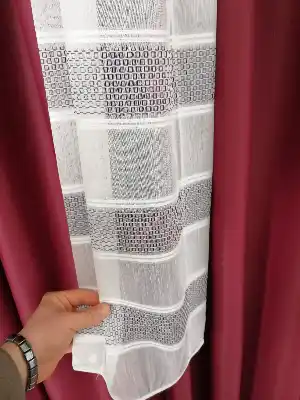 Bambu Vakko Enine Bantlı Tül Gri