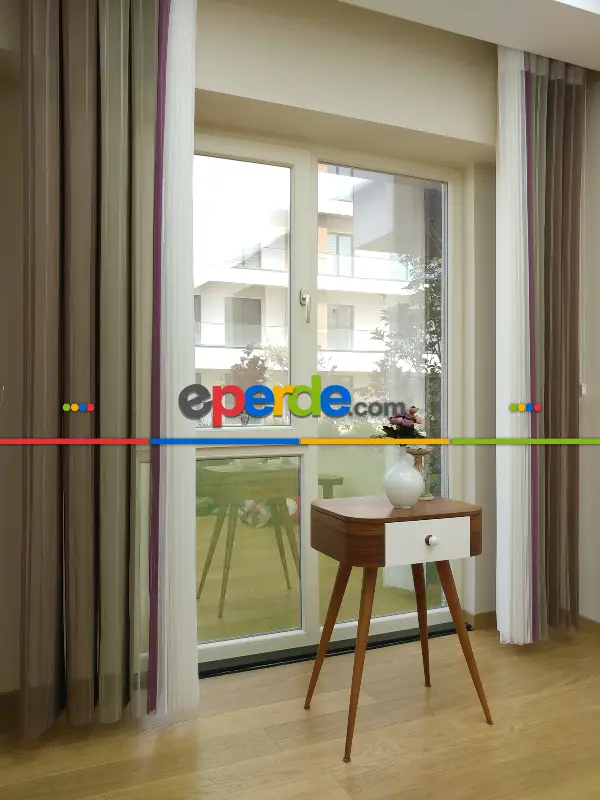 Salon - 1. Kalite Çizgili Tül Dikey Zebra Perde - Ft11 Sütlü Kahve- Ft09 Elegance- Ft21 Gül Kurusu- Ft02 Ekru- Gül Kurusu