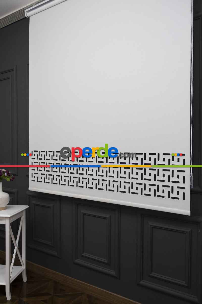 Ekru Renk Lazer Kesim Mat Stor Perde (ister Düz - İster Lazer Kesimli Satın Alın)