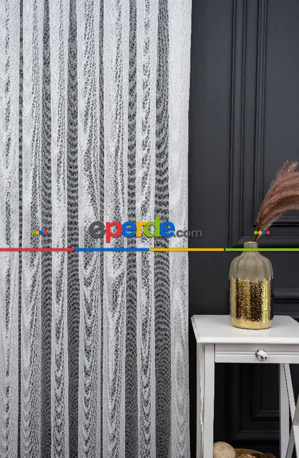 Spor Desen Fransız Dantel Tül Perde 