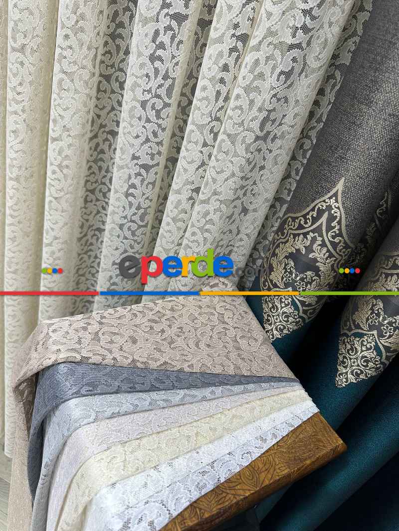 Mutfak Kaşmir Örme, Tül Perde Tek Kanat - Bej