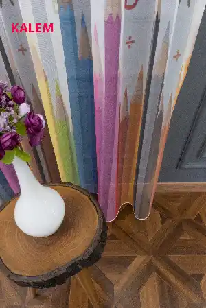 Çocuk Odası - Kalem Desenli Modern Tül Perde - Elit Ürün