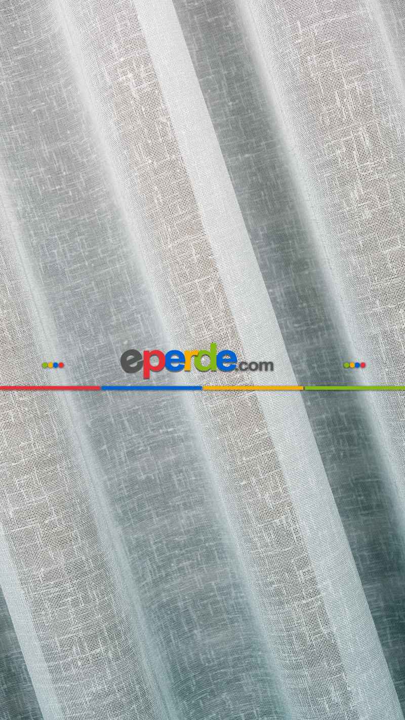 Keten Ekru Yeşil Degrade Geçişli Tül Perde, Ağır Gramajlı Premium Seri, Eteği Kurşunlu