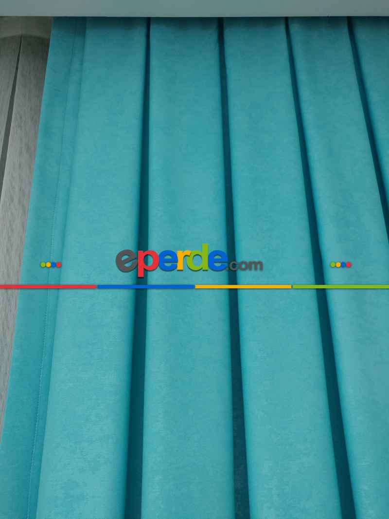 Soft Turkuaz Fon Perde Geniş En (285)- Turkuaz