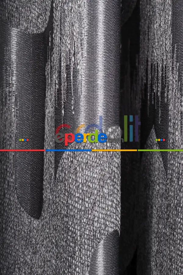 Avantgarde Antrasit Dalgalar Desenli– Modern Jakar Dokuma Fon Perde