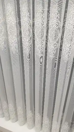 Salon Tül - Taç Damask Trend Zemin Sıra İşlemli Ütü İstemez Kırışmaz Salon Tül