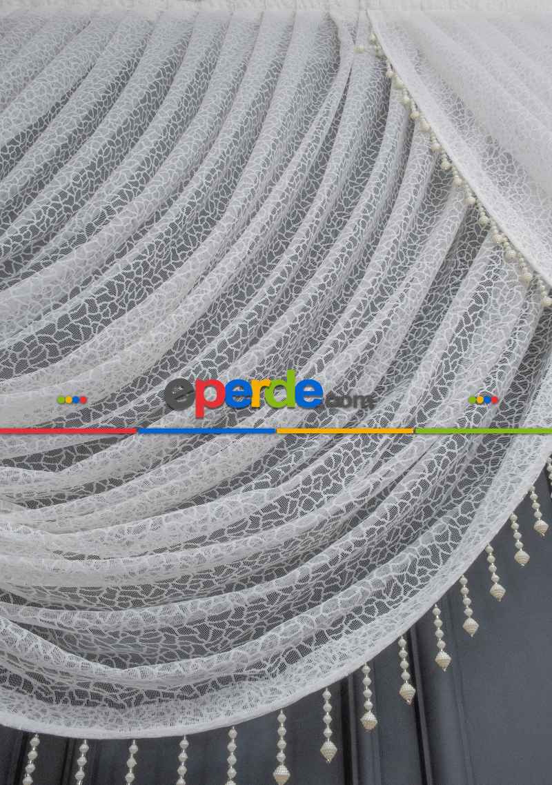 Yanki Kruvaze Tül Arı Peteği Tül Kristal İnci Boncuklu