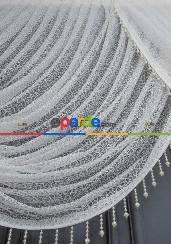 Yanki Kruvaze Tül Arı Peteği Tül Kristal İnci Boncuklu