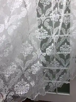 Özel Örme Dokulu Tül Perde- Ekru
