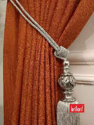 Brillant Jakar Fon Kiremit Renk Düz Fon Perde - Kiremit Rengi