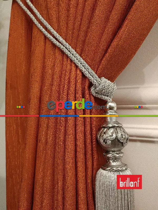 Brillant Jakar Fon Kiremit Renk Düz Fon Perde - Kiremit Rengi