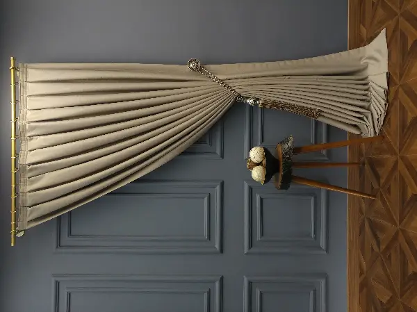 Salon Perdesi - Modern Keten Görünümlü Işık Geçirmez Karatma Fon Perde 2021 Ikon- Vizon Rengi