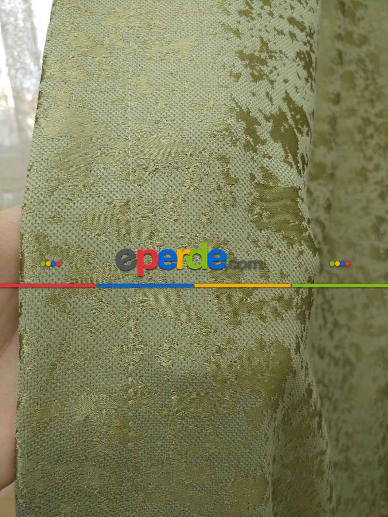 Yağ Yeşili Duz Jakar Fon Perde (150)- Yeşil-yağ Rengi